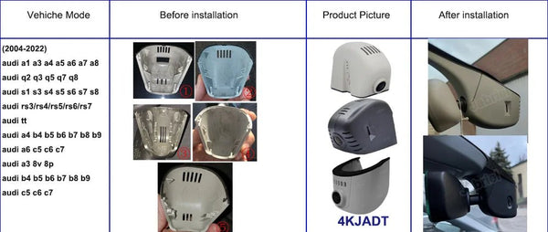 Plug and Play 4K Car Dash Cam for Audi A3 A4 A5 A6 A7 A8 Q3 Q5 Q7 TT 2016 - 2023 - stepyours.com