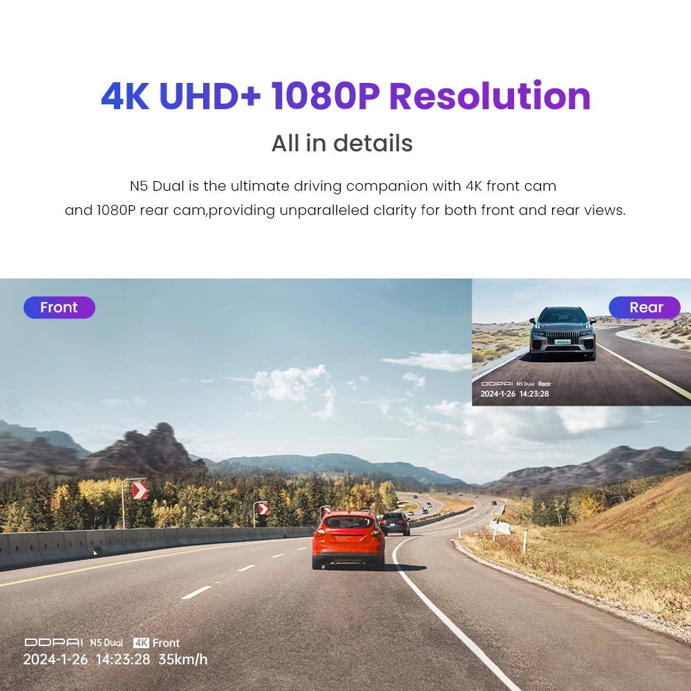 DDPAI N5 Dual Front and Rear Dash Cam 4K Ultra HD GPS ADAS Night Vision - stepyours.com