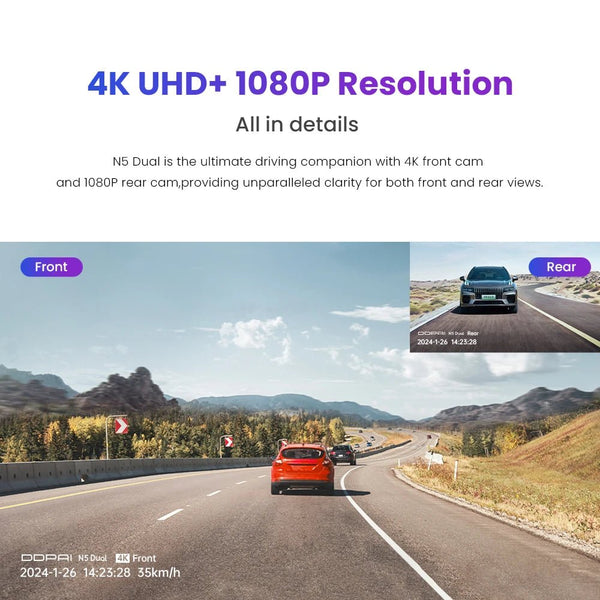 DDPAI N5 Dual Front and Rear Dash Cam 4K Ultra HD GPS ADAS Night Vision - stepyours.com