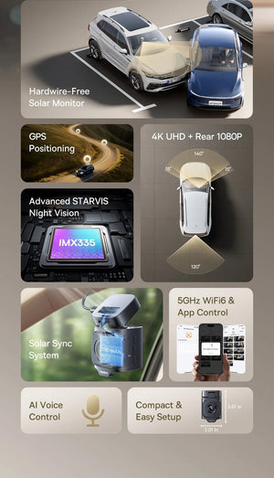 Baseus VD1 Pro 4K Dash Cam With Sony Sensor ADAS GPS WiFi6 STARVIS Night Vision - stepyours.com