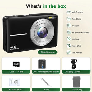 Kids Digital Camera Camcorder 16x Zoom 1080P 44MP for Beginners - stepyours.com