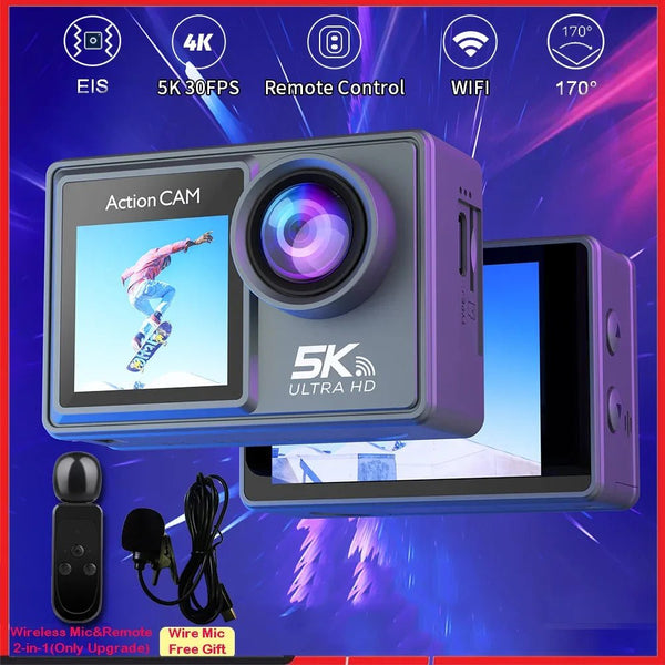 Adventure Ready Action Camera 5K 4K60FPS Dual IPS Touch LCD Waterproof 30M - stepyours.com