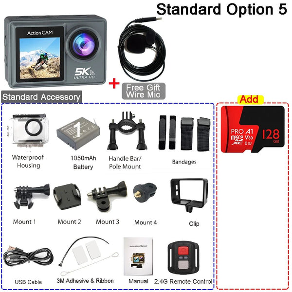 HUAFANT M4R Action Camera 5K 4K60FPS Waterproof 30m IPS Touch LCD 5X Zoom - stepyours.com