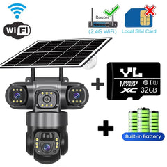 V380PRO 3 Lens WiFi Solar Camera 15MP 360 Outdoor Waterproof CCTV Night Vision - stepyours.com