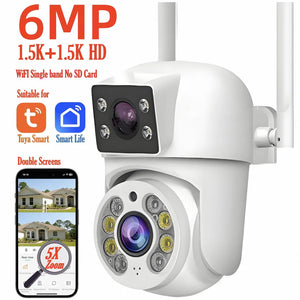 Tuya 8MP WiFi PTZ IP Camera With Dual Lens And Dual Screen Night Vision Outdoor - stepyours.com