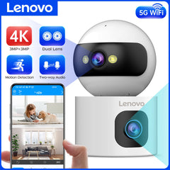 Lenovo 4K IP Camera - Dual Lens 5G WiFi Auto Tracking For Home Surveillance by stepyours.com
