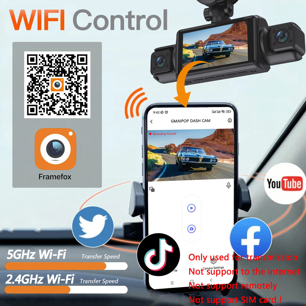 4 Channel WiFi Dash Cam 1080P Front Rear Left Right Night Vision Loop Recording - stepyours.com