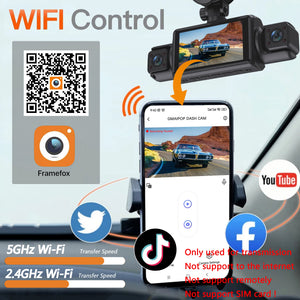 4 Channel WiFi Dash Cam 1080P Front Rear Left Right Night Vision Loop Recording - stepyours.com