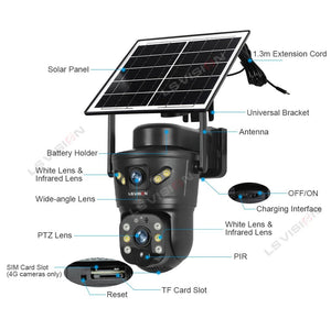 LS VISION 4G WiFi Outdoor Solar Camera - 8MP Dual Lens Night Vision Waterproof - stepyours.com