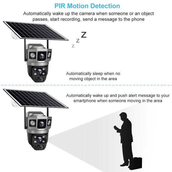 V380 Pro Solar Wifi Outdoor PTZ Dual Lens Camera Auto Tracking Hooks - stepyours.com
