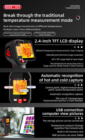 BSIDE HX3 Handheld Thermal Imaging Camera - For PCB, Pipes And Fire Safety - stepyours.com