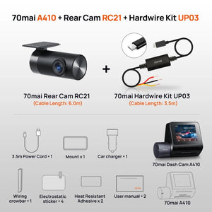 70mai Dash Cam A410 Front 1440P Rear 1080P Car DVR 256GB 24H Parking - stepyours.com