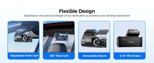 AZDOME M550 Pro Dash Cam 5.8GHz WiFi 4K 2.5K GPS IR Night Vision 3.19in - stepyours.com