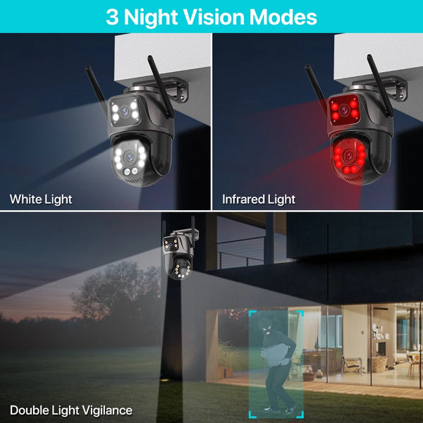 SmartVision 4K 8MP Outdoor WiFi PTZ Camera AI Auto Tracking Dual Lens by stepyours.com