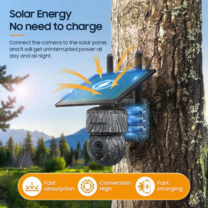 INQMEGA Solar Powered PTZ Camera 5MP 4MP WiFi 4G CCTV With Two Way Audio - stepyours.com