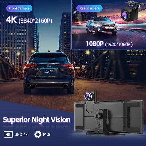 Imagebon H70 Plus 11.4 Inch 4K ADAS Dash Cam 60FPS Night Vision Dual Recording - stepyours.com