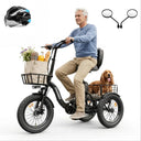 Spacewalk 1200W Peak Electric Trike for Adults, 48V 15Ah Battery 3 Wheel Electric Bike with 60 Miles Range, 18×3.0 Fat Tires, Dual Disc Brakes, Rear Cargo Basket, Adjustable Comfort Seat, Folding E Tricycle for Seniors-Black