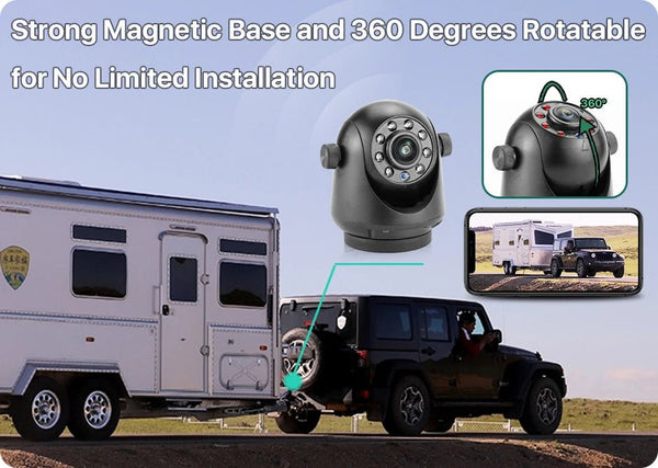 GreenYi 5G WiFi Magnetic Hitch Rear View Camera Night Vision Trailer RV - stepyours.com