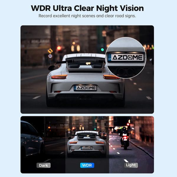 AZDOME 1296P WiFi Dash Cam Night Vision Loop Recording GSensor Parking Monitor - stepyours.com