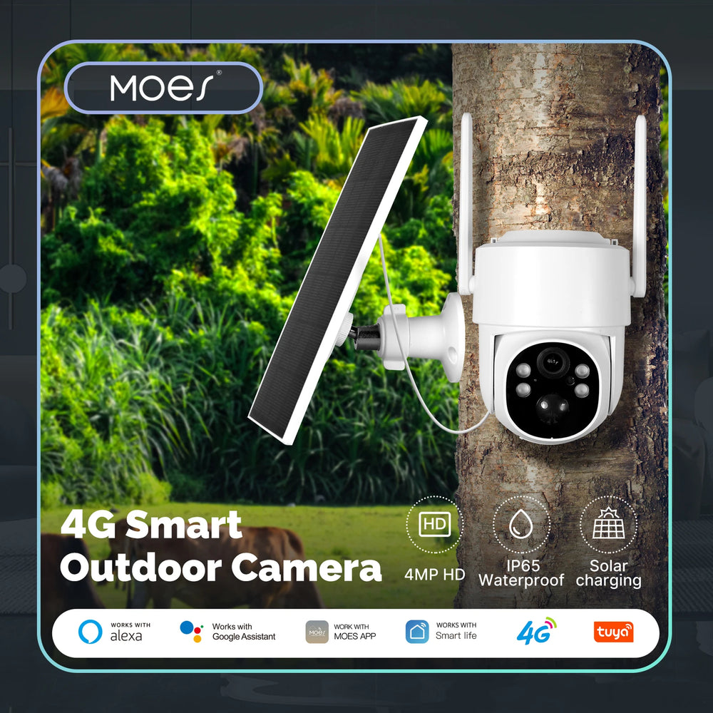 MOES Tuya Solar Powered 4G WiFi 4MP Security Camera With Color Night Vision - stepyours.com