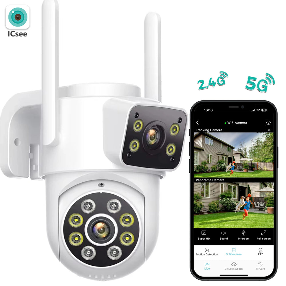 Outdoor Wireless Security IP Camera 6K 12MP Dual Lens PTZ Smart Tracking - stepyours.com
