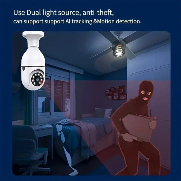 Ease Life App Light Bulb Security Cameras 2 Pack 5GHz WiFi 360 Degree E27 Socket - stepyours.com