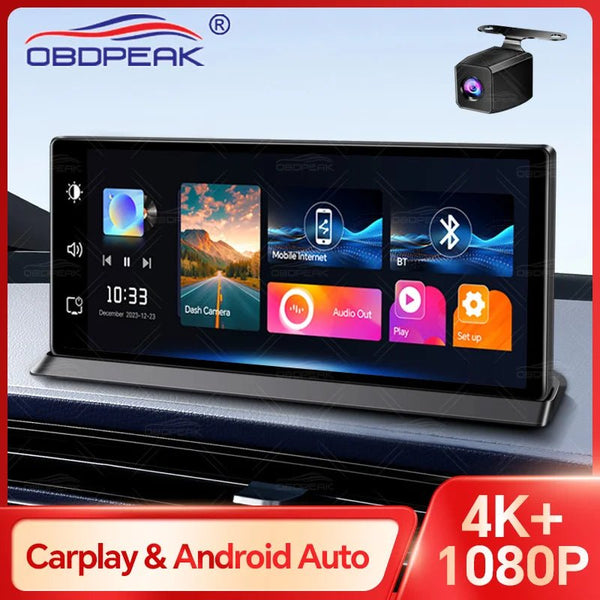 K2 Pro 11.3 4K Car DVR With Wireless CarPlay Android Auto Dual Lens Dash Cam - stepyours.com