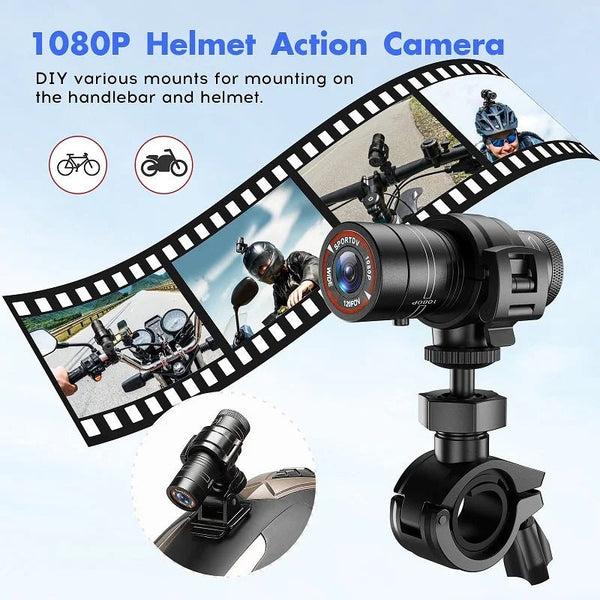 Mini Action Camera Helmet Light Waterproof HD 1080P For Bike Motorcycle - stepyours.com