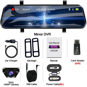EACE 2.5K Mirror Dash Cam For Car Touch Screen With GPS WiFi 1440P Parking DVR - stepyours.com
