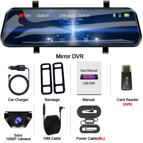 EACE 2.5K Mirror Dash Cam For Car Touch Screen With GPS WiFi 1440P Parking DVR - stepyours.com