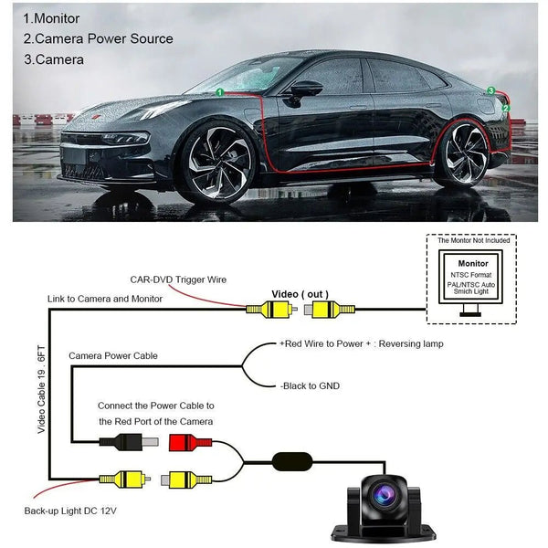 Waterproof HD Rear View Camera RCA Compatible Front And Rear Night Vision - stepyours.com
