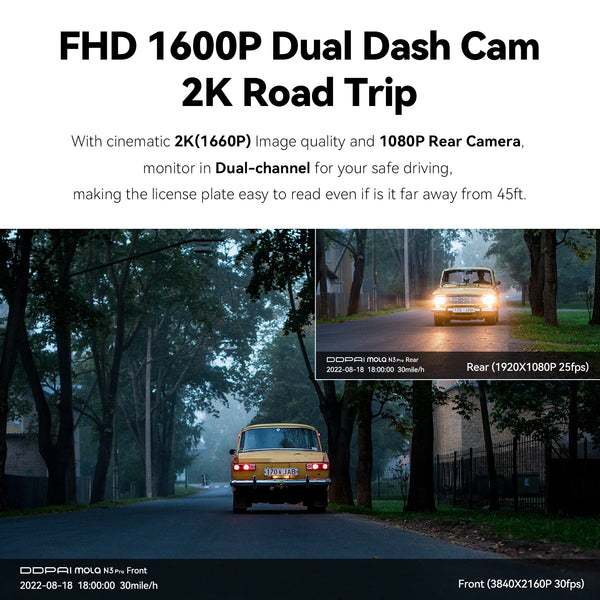 DDPAI Mola N3 Pro Dash Camera 2.5K Car DVR With WiFi And Smart Connect - stepyours.com