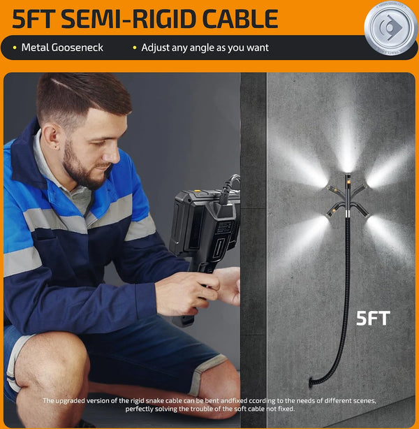 Lafoch S10 360 Rotating Dual Lens Endoscope - 3.9mm Probe, 5 - Inch IPS Display - stepyours.com