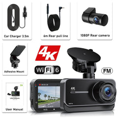 4K Dash Cam for Cars Front and Rear with WiFi GPS 24H Parking Mode - stepyours.com