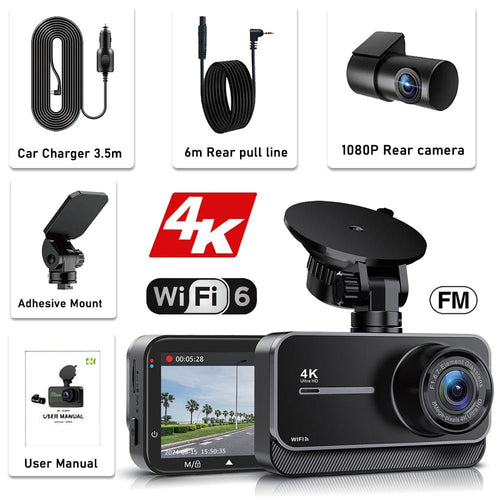 4K Dash Cam for Cars Front and Rear with WiFi GPS 24H Parking Mode - stepyours.com