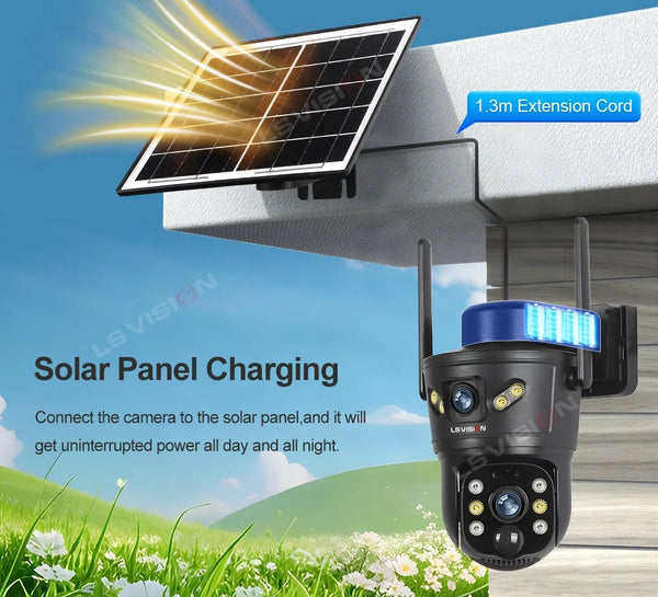 LS VISION 4G WiFi Outdoor Solar Camera - 8MP Dual Lens Night Vision Waterproof - stepyours.com