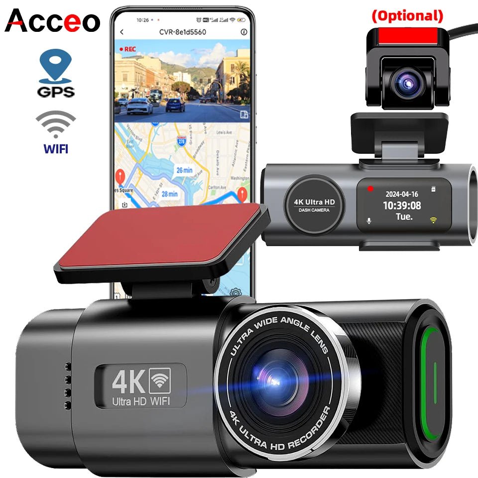 4K Dash Cam Car DVR With Night Vision GPS WiFi Parking Monitor - stepyours.com