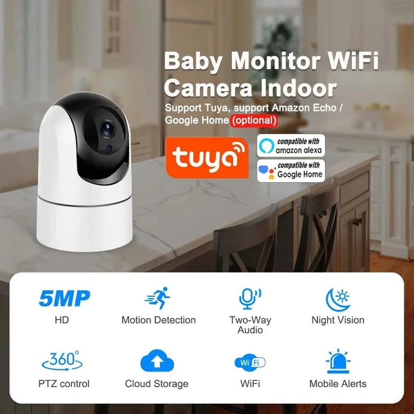 Tuya 5G WiFi IP Camera Indoor 6MP Auto Tracking 6x Zoom Night Vision - stepyours.com