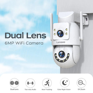 Lenovo 4K WiFi Surveillance Camera - Outdoor Dual Lens PTZ With Auto Tracking by stepyours.com