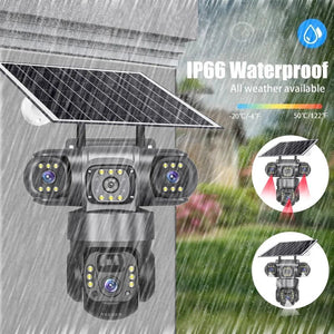 Solar 4G Outdoor Security Camera With 3 Lenses And 10X Zoom Night Vision - stepyours.com