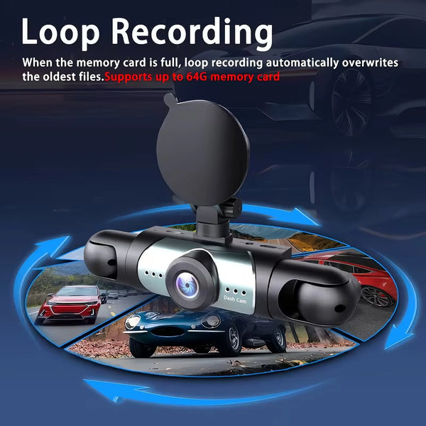 4 Channel Dash Cam With Front And Rear Night Vision Quad Vehicle DVR - stepyours.com