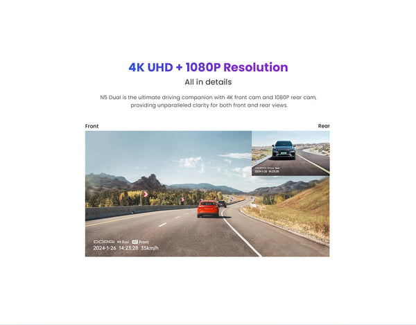 DDPAI N5 Dual Front and Rear Dash Cam 4K Ultra HD GPS ADAS Night Vision - stepyours.com