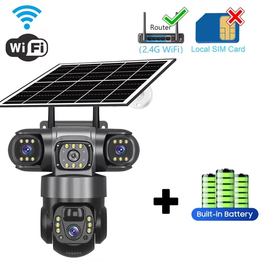 V380Pro 3 Lens WiFi Solar Camera 360 Outdoor Waterproof Security - stepyours.com