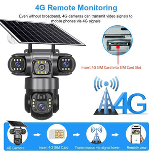 Solar 4G Outdoor Security Camera With 3 Lenses And 10X Zoom Night Vision - stepyours.com