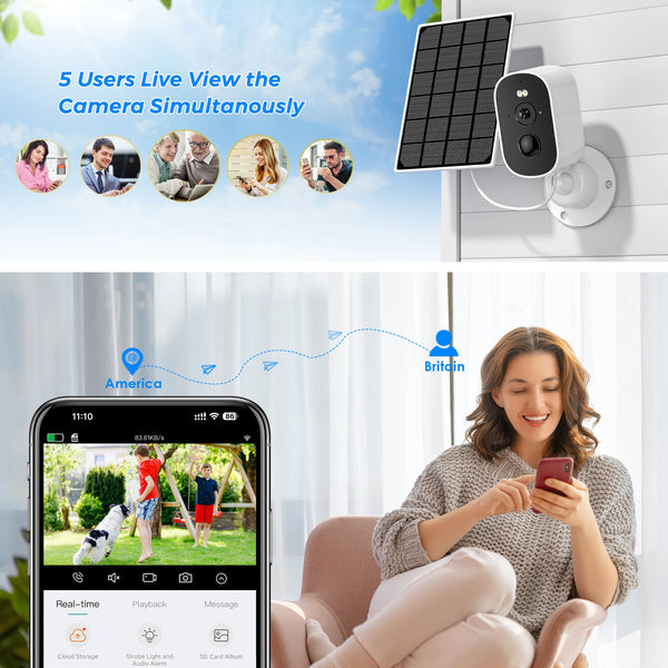 1080P Solar Outdoor WiFi Camera - PIR Motion Alarm and Cloud Storage.add Hooks - stepyours.com