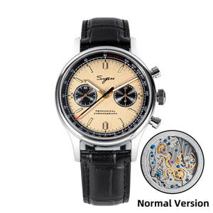 Sugess 1963 Pilot Watch Men Mechanical Chronograph Panda Wristwatch Air Force Sapphire Waterproof for Seagull Movement ST1901 v3
