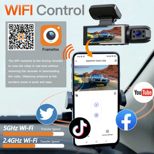1080P WiFi Dual Dash Cam Front Inside Car with IR Night Vision Loop Recording - stepyours.com