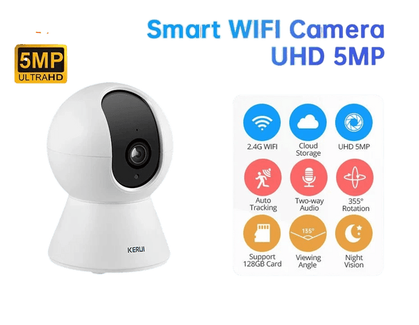 KERUI 5MP Tuya Smart Mini WiFi IP Camera - AI Human Tracking - stepyours.com