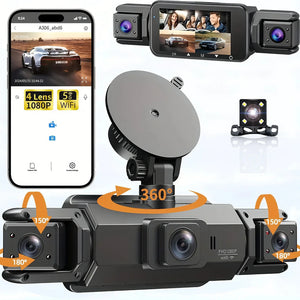 4 Channel WiFi Dash Cam DVR For Cars Front And Rear Interior 360 Parking 24h - stepyours.com