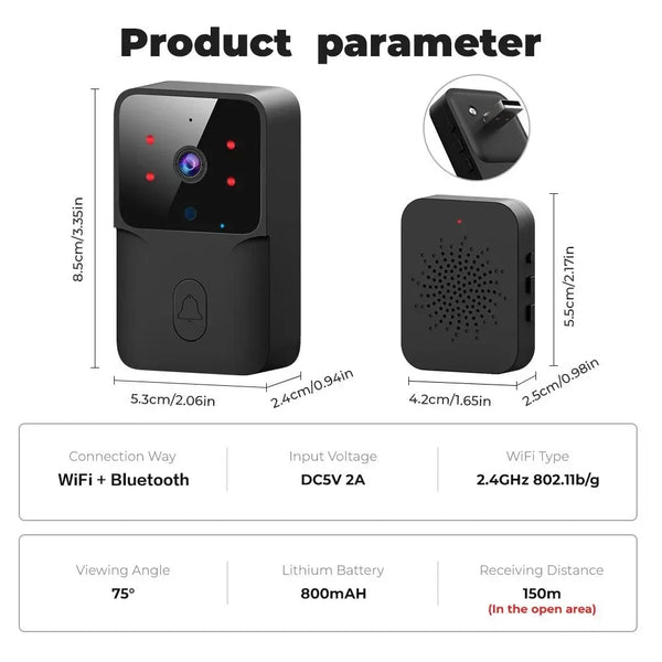 WiFi Doorbell Home Tuya WiFi Wireless Doorbell DC AC Battery Powered Camera Bell with Alex Google Bundle Video Doorbell Camera by stepyours.com